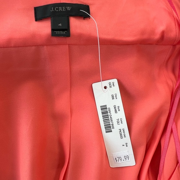 NWT J. Crew Strappy Peplum Party Dress in Cotton Silk Faille, Coral, 4 - Picture 7 of 11